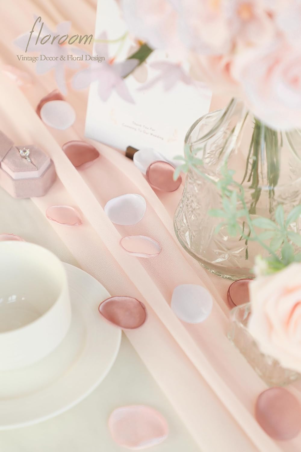 Floroom 500pcs Rose Petals Dusty Rose Blush Faux Silk Flower Petals for Wedding Flower Girl Basket Aisle Scatter Dinner Table Centerpieces Party Confetti Bridal Shower Romantic Night Decoration
