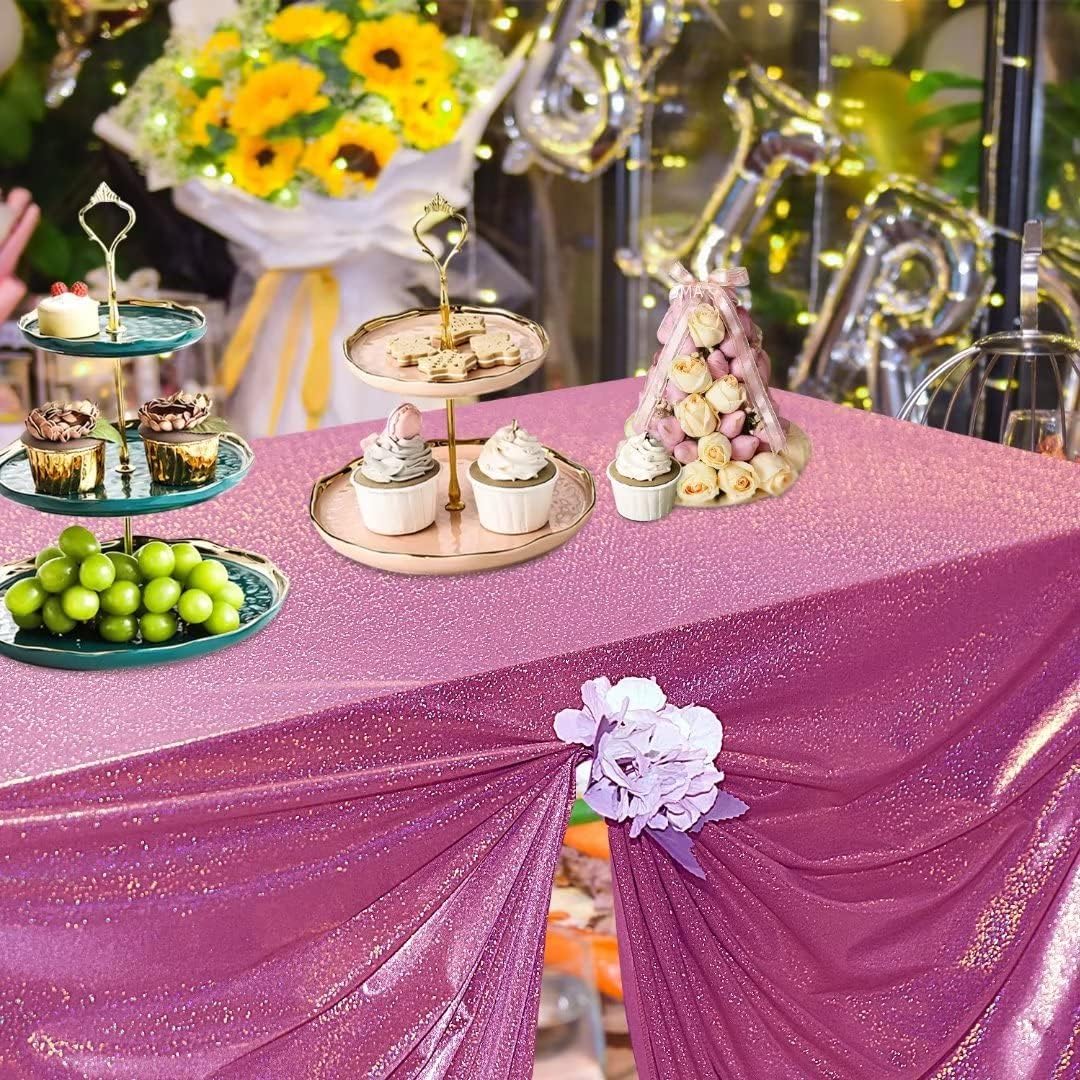 Fitable Sequin Tablecloth for Parties 60x120 Inch - Sparkle Glitter Table Cloth Laser Rectangle Overlay for Wedding Baby Shower Ceremony Birthday Holiday Banquet Decor, Fuchsia