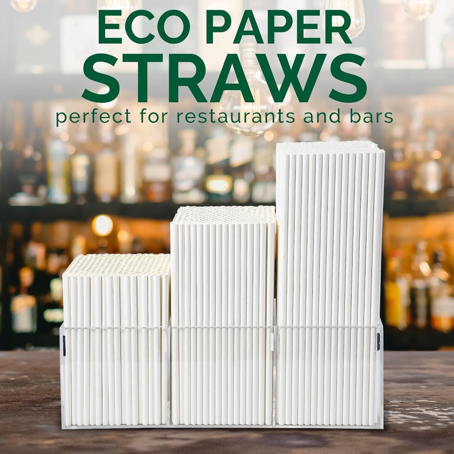 10.25" x 0.24‘ Long Disposable Paper Drinking Straws Bulk - Unwrapped, Dye-free White [600 Counts]