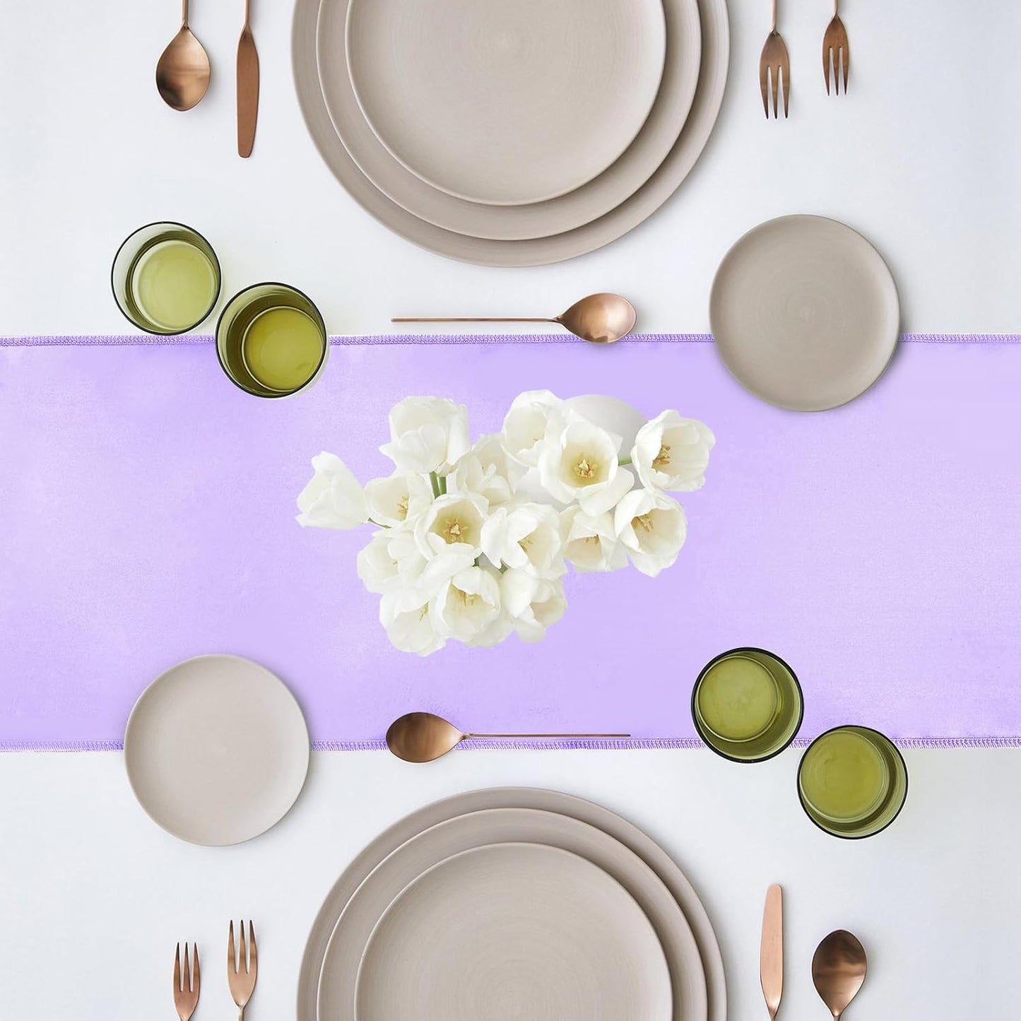 10 Pack Satin Table Runner 12 x 108 Inch Long Lavender Silk Table Runner for Wedding Party Banquet Birthday Decoration