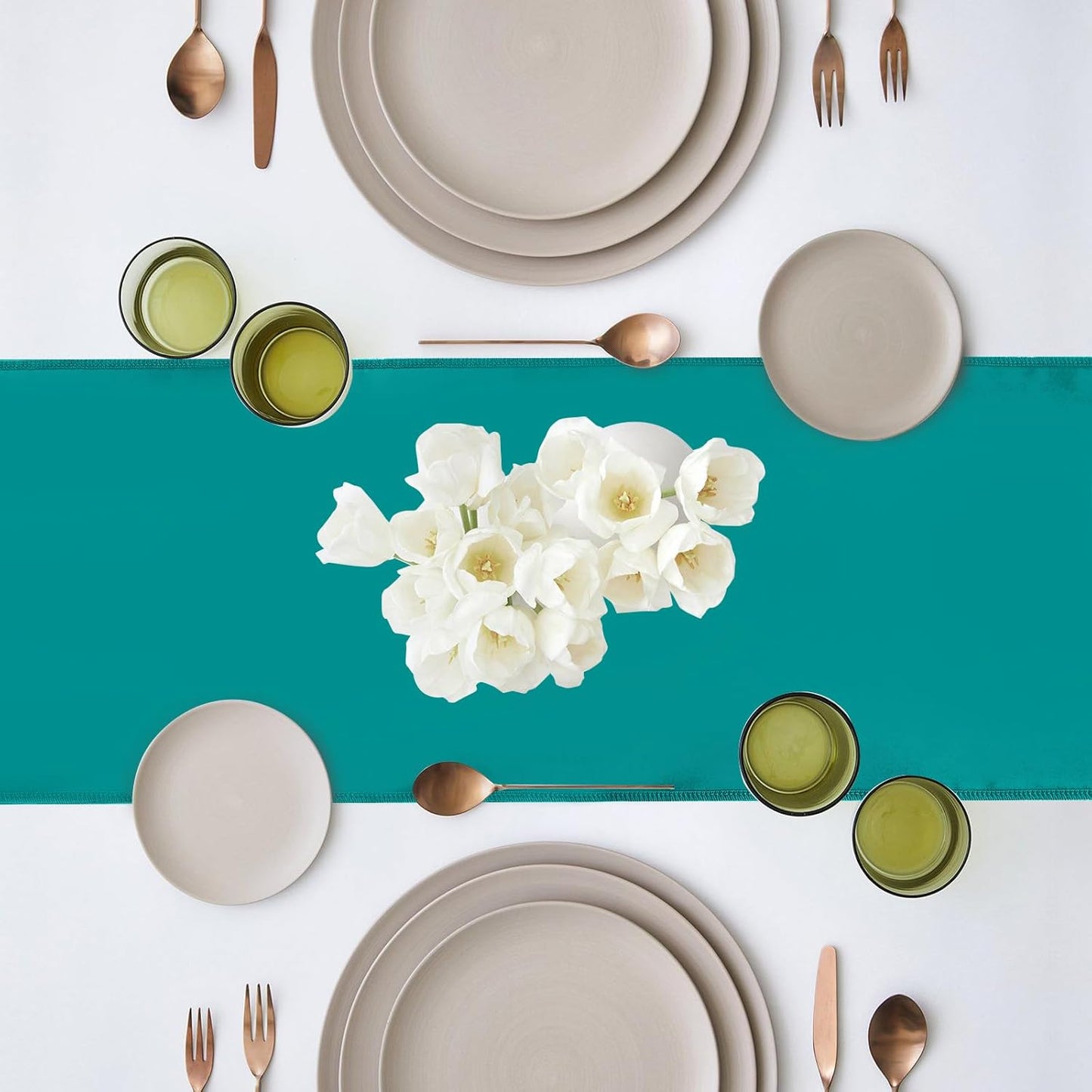 10 Pack Satin Table Runner 12 x 108 Inch Long Peacock Blue Silk Table Runner for Wedding Party Banquet Birthday Decoration