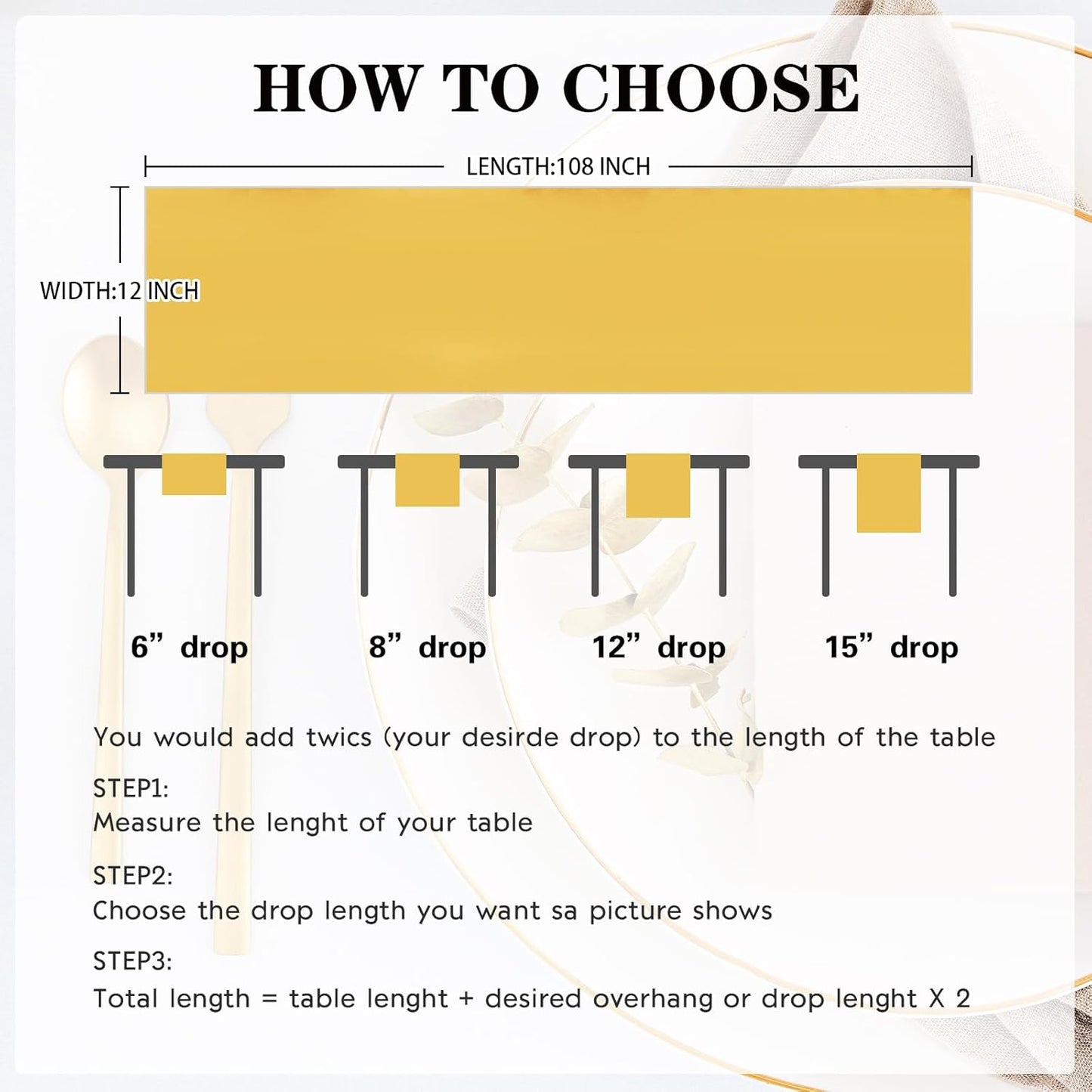 10 Pack Satin Table Runner 12 x 108 Inch Long Gold Silk Table Runner for Wedding Party Banquet Birthday Decoration