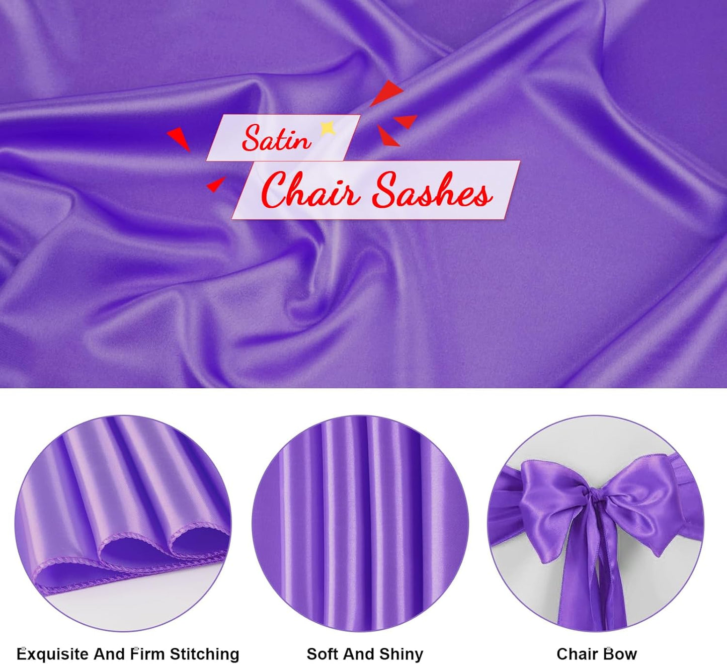 10 PCS Satin Chair Sashes Bows Universal Chair Ribbon Ties Back Sash for Wedding Party Reception Events Banquets Hotel Event Chair Cover Decoration (Champagne 7x108 inch)