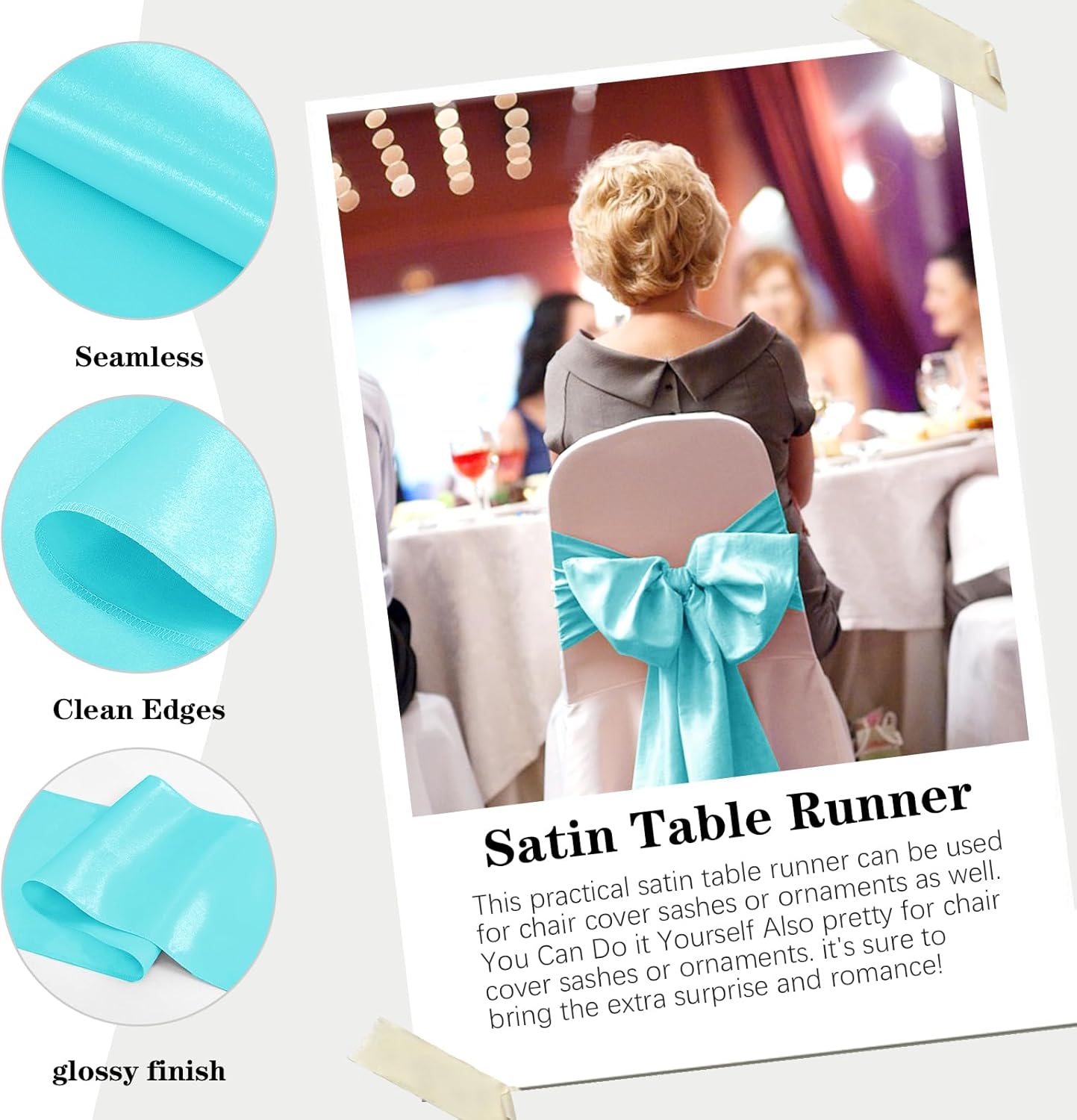 10 Pack Satin Table Runner 12 x 108 Inch Long Turquoise Silk Table Runner for Wedding Party Banquet Birthday Decoration