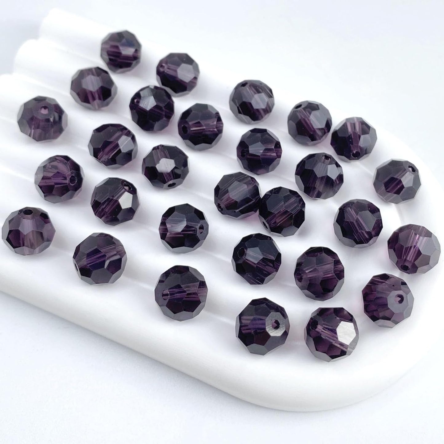 100 PCS 8mm Crystal Glass Beads Round Multiple Faceted Loose Spacer Glass Beads for DIY Handcrafte Bracelet Necklace Earring Jewelry Making(Violet)