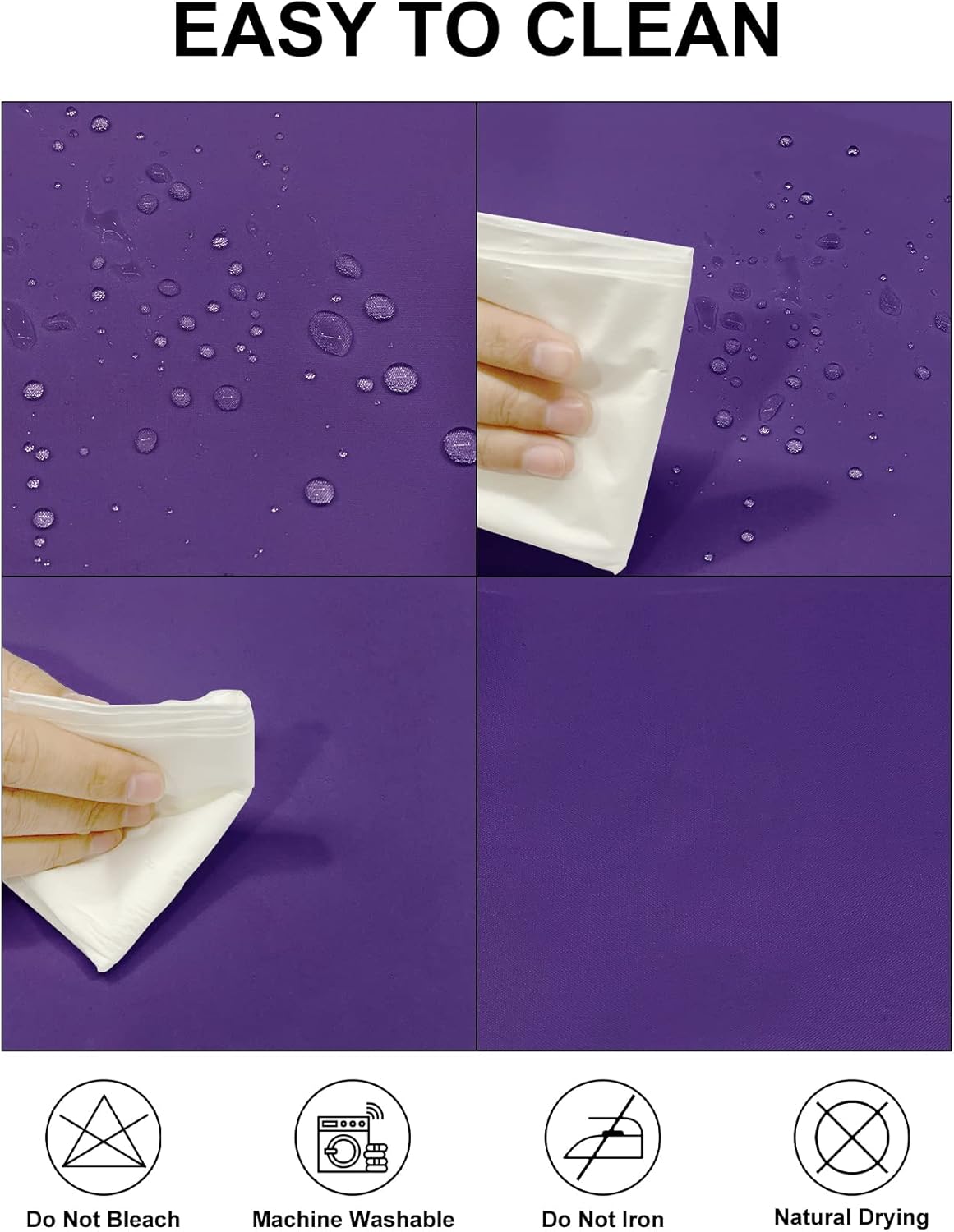 Fokitut 2 Pack Waterproof Round Tablecloth, 120 Inch, Stain Resistant and Wrinkle Polyester Table Cloth, Fabric Table Cover for Kitchen Dining, Wedding, Party, Holiday Dinner-Purple