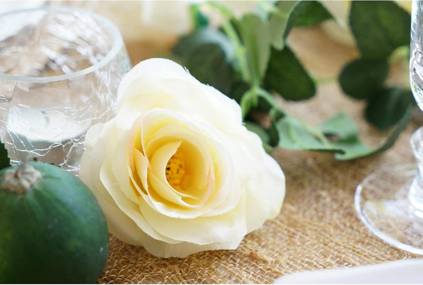 FiveSeasonStuff 29 Ft 4 Pack Rose Silk Flower Garland Artificial Flowers Decoration Hanging Floral Décor for Wedding Baby Shower Birthday Party Garden (Cream White)