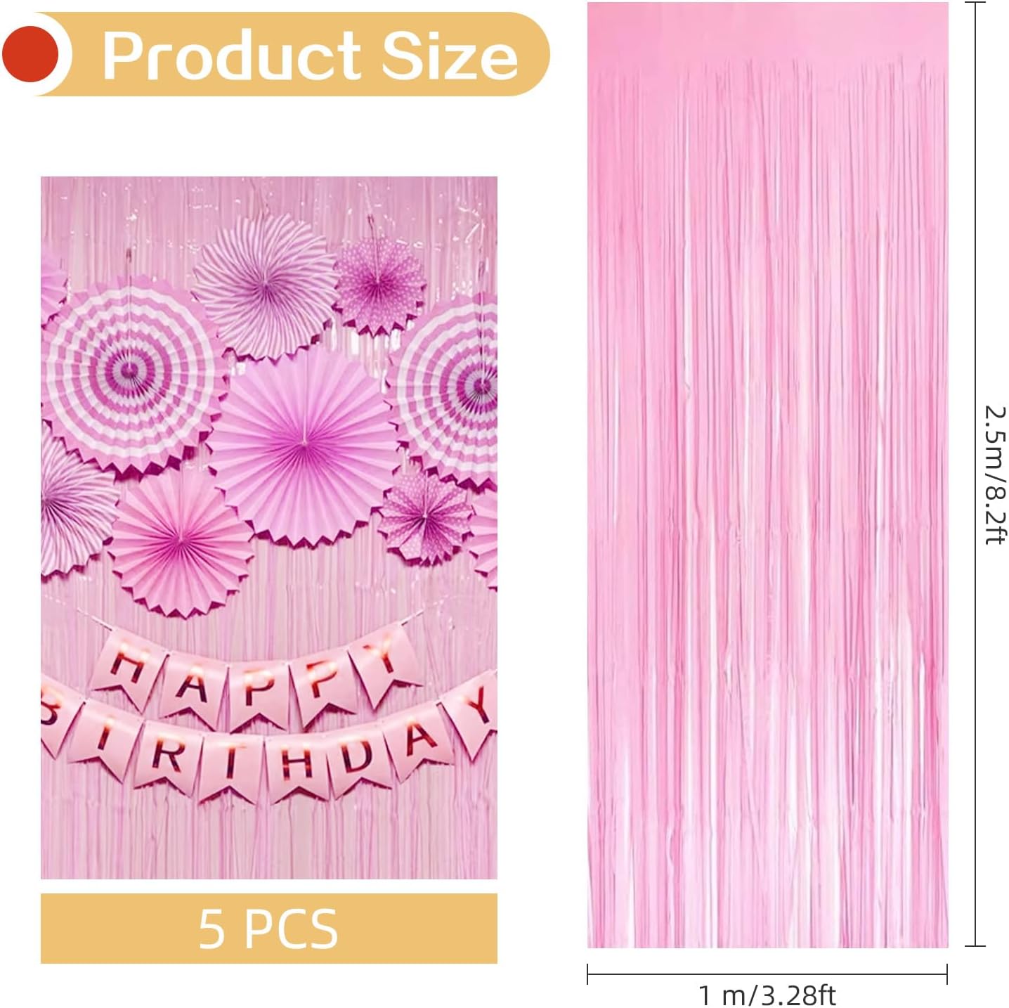10 Pack Pink Foil Curtain Backdrop 3.2ft x 8.2ft Macaron Tinsel Foil Fringe Curtains Streamer Photo Booth Backdrop for Birthday Party Baby Shower Engagement Wedding Holiday Decoration (Macaron Pink)