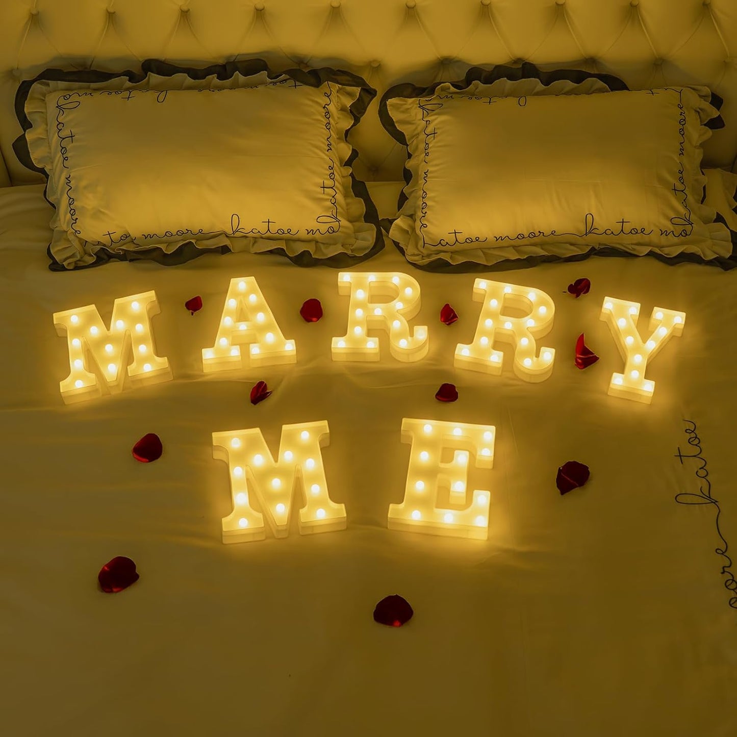 Foaky Rechargeable LED Letter Lights Sign Marquee Light Up Letters Sign for Night Light Wedding/Birthday Party Christmas Lamp Home Bar Decoration (Y)