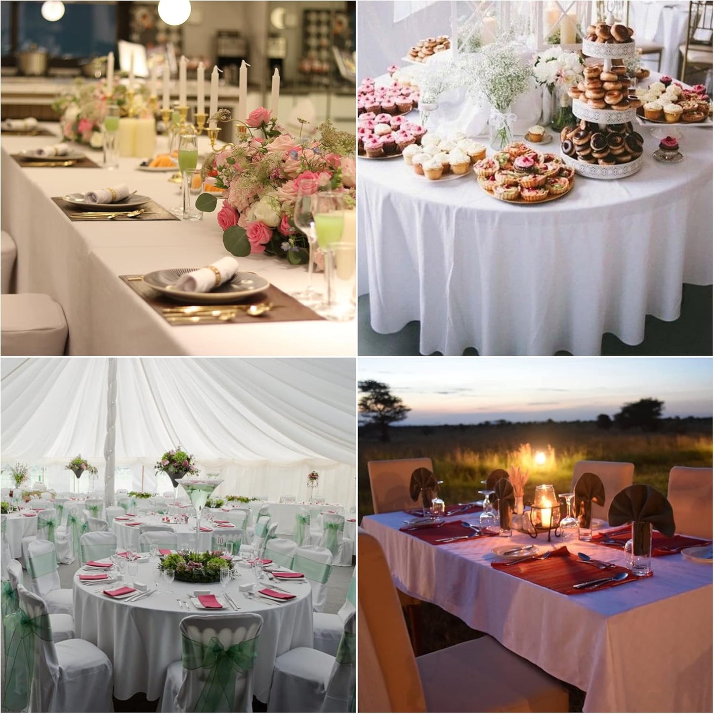 Fokitut 6 Pack Round Tablecloth, 90 Inch, Stain Resistant and Wrinkle Polyester Table Cloth, Fabric Table Cover for Kitchen Dining, Wedding, Party, Holiday Dinner-Red