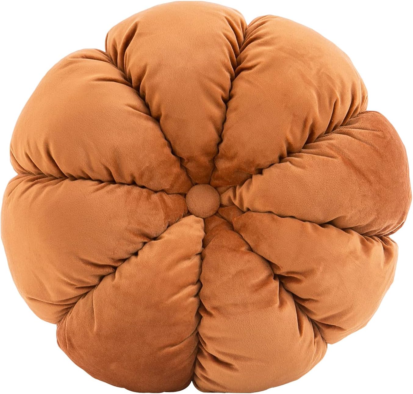 Flower Pillow Cushion Round Decorative Throw Pillow for Couch Bedroom Flower-Shaped Floor Cushion for Girls Kids (Orange, 15.7”)