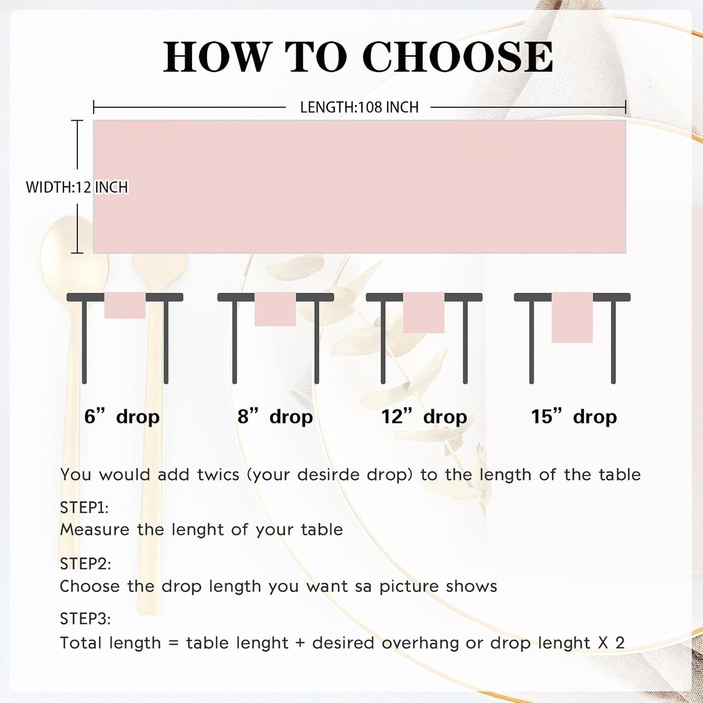 10 Pack Satin Table Runner 12 x 108 Inch Long Rose Gold Silk Table Runner for Wedding Party Banquet Birthday Decoration