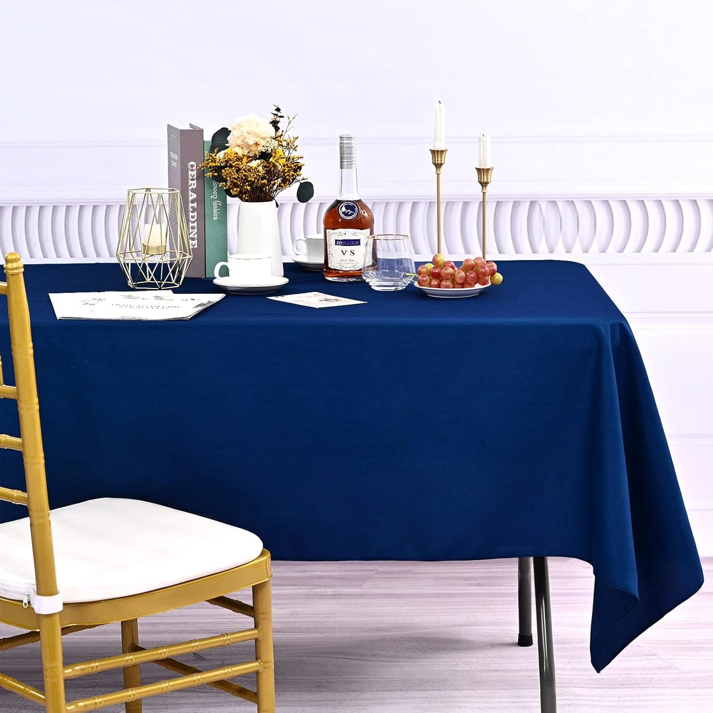 10 Pack Navy Blue Tablecloths for 8ft Rectangle Tables 60 x 126 Inch - Polyester Table Cover Stain and Wrinkle Resistant Washable Fabric Table Clothes for Wedding Party Banquet Reception Restaurant