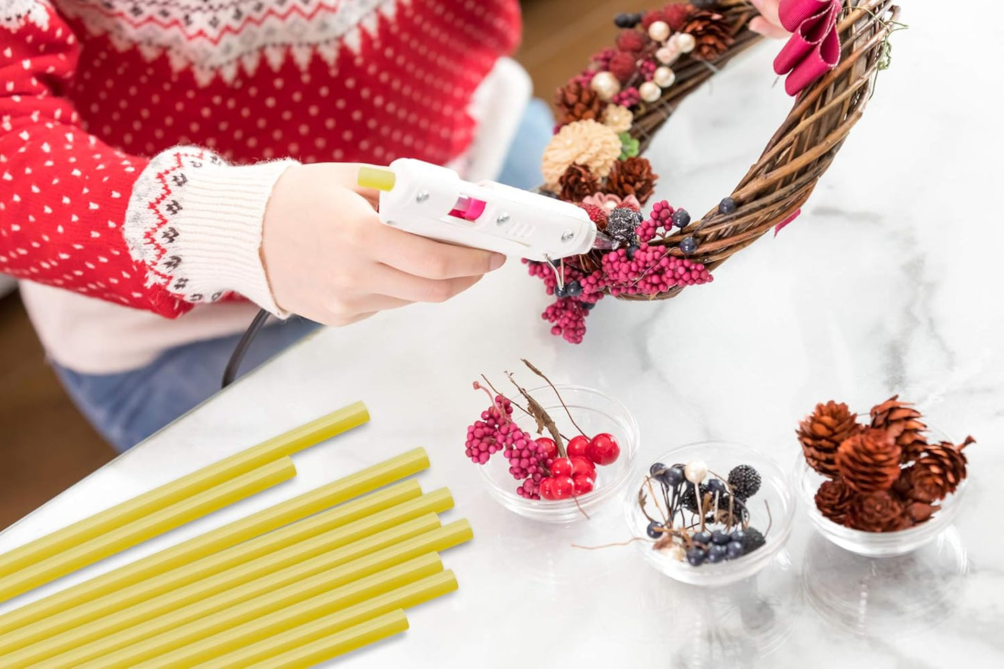 FIXSY Hot Glue Gun Sticks Premium, Full Size 10" Long x .44" Diameter 7/16 11mm, 5LB Box Glue Stick, Approx. 90 Sticks- Compatible with Most Glue Guns