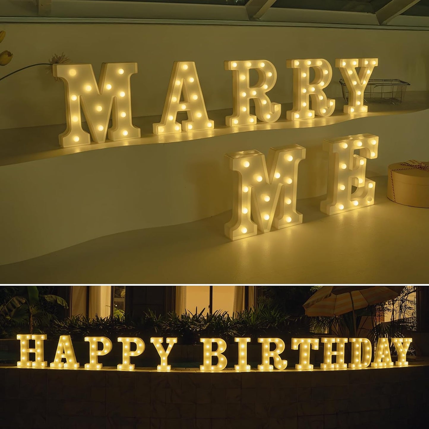 Foaky Rechargeable LED Letter Lights Sign Marquee Light Up Letters Sign for Night Light Wedding/Birthday Party Christmas Lamp Home Bar Decoration (R)