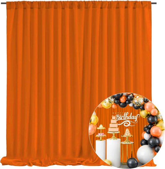 10 x 10 Feet Orange Backdrop Curtain for Partie, Background Curtains for Photoshoot, Birthday, Wedding, Halloween, Thanksgiving, Christmas Day, New Year Party Decorations 5Ft x 10Ft, 2 Panels