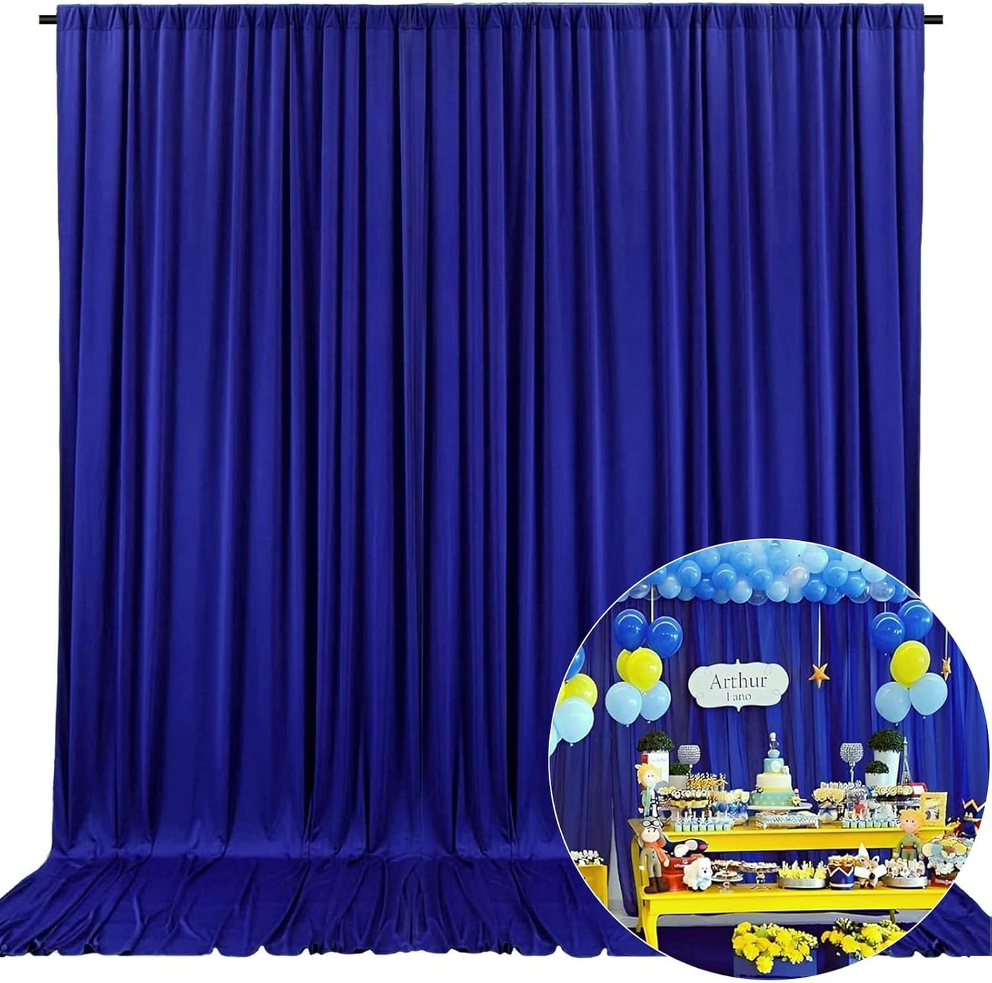 10 x 10 Feet Blue Backdrop Curtain for Partie, Background Curtains for Photoshoot, Birthday, Wedding, Halloween, Thanksgiving, Christmas Day, New Year Party Decorations 5Ft x 10Ft, 2 Panels