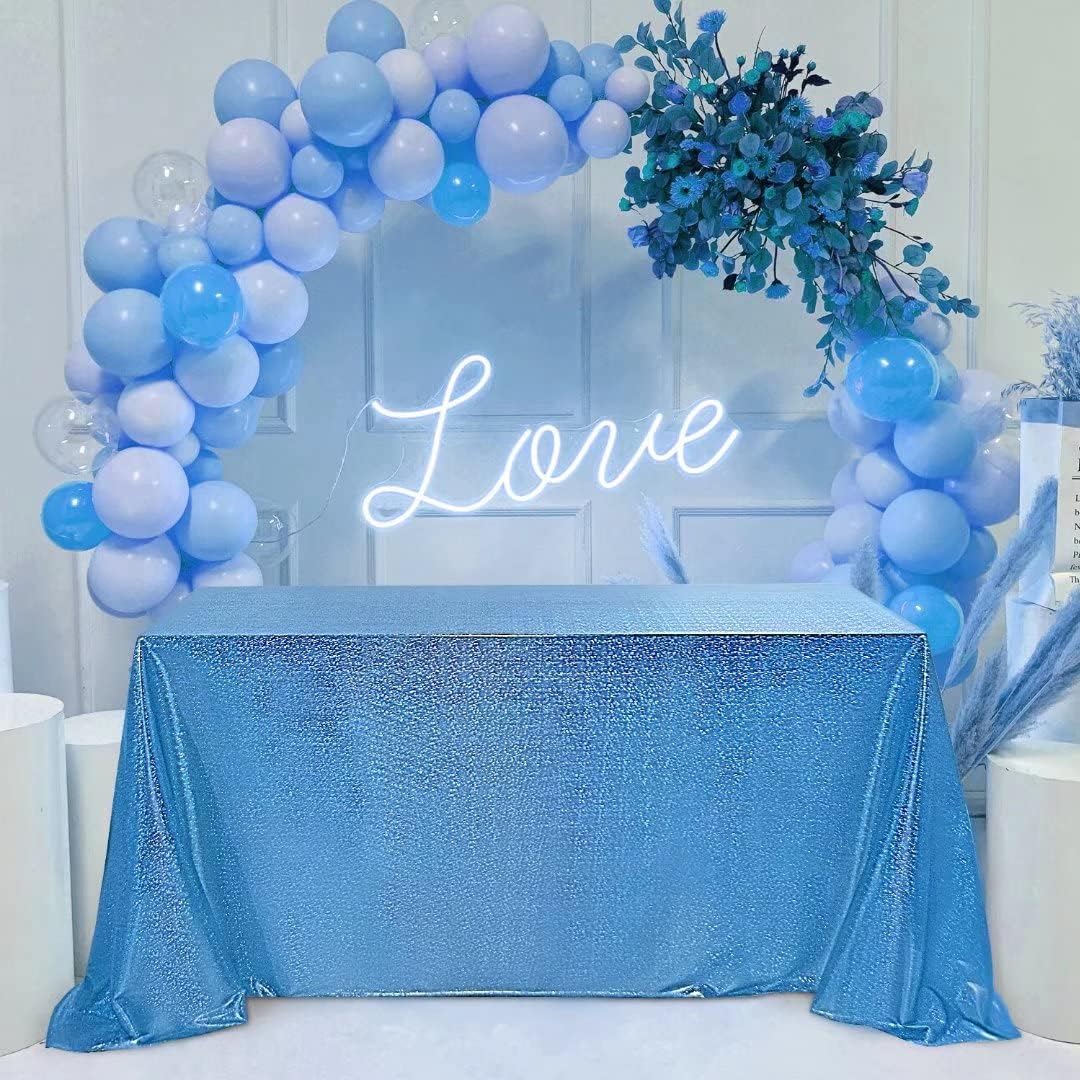 Fitable Sequin Tablecloth for Parties 60x102 Inch - Sparkle Glitter Table Cloth Laser Rectangle Overlay for Wedding Baby Shower Ceremony Birthday Holiday Banquet Decor, Blue