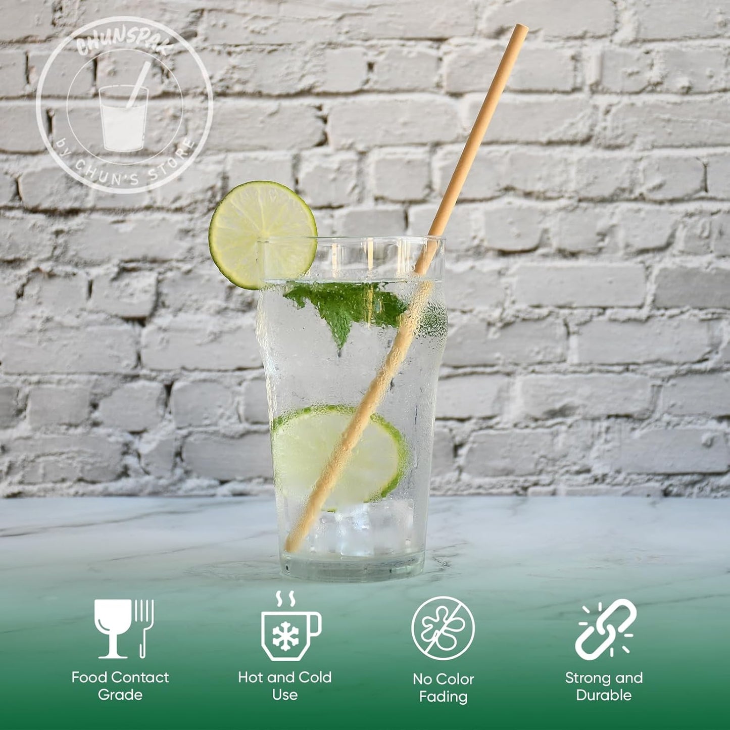 10 Inch Long Paper Drinking Straws Biodegradable - For 20oz to 32oz Tall Cups, Tumblers, Bottles - Brown Kraft, 100