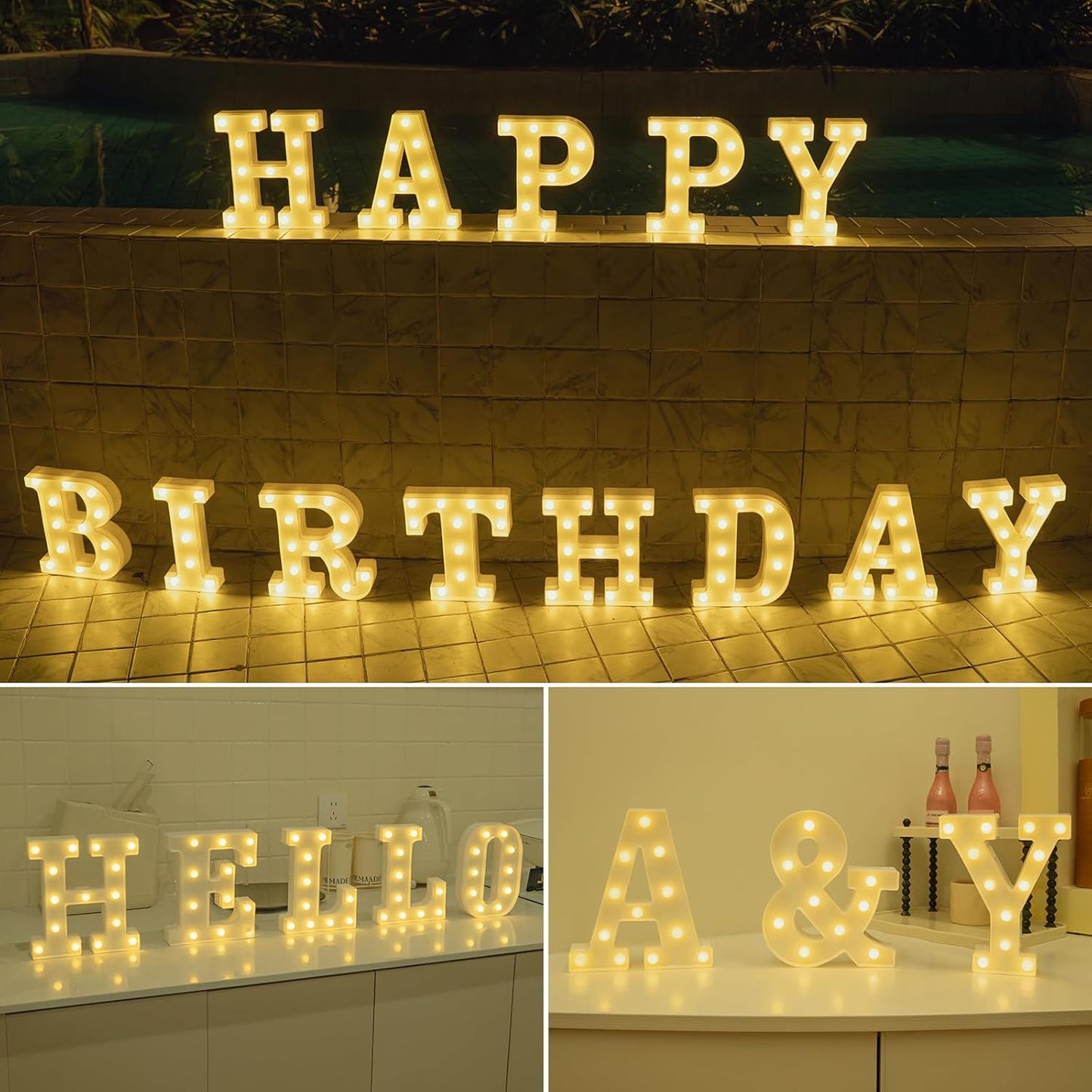 Foaky LED Letter Lights Sign Marquee Light Up Letters Sign for Night Light Wedding/Birthday Party Battery Powered Christmas Lamp Home Bar Decoration(F)