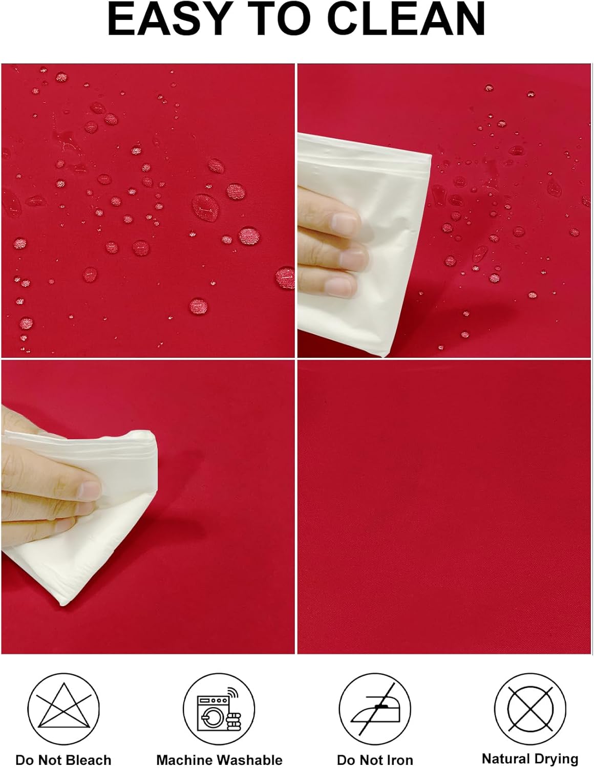 Fokitut 2 Pack Waterproof Round Tablecloth, 60 Inch, Stain Resistant and Wrinkle Polyester Table Cloth, Fabric Table Cover for Kitchen Dining, Wedding, Party, Holiday Dinner-Red