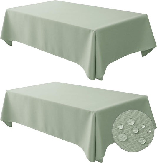 Fitable Textured Table Cloth for Rectangle, 2 Pack - 52 x 70 inch, Sage Green - Waterproof Heavy Duty Fabric Tablecloth for Dinner Party Banquet Event