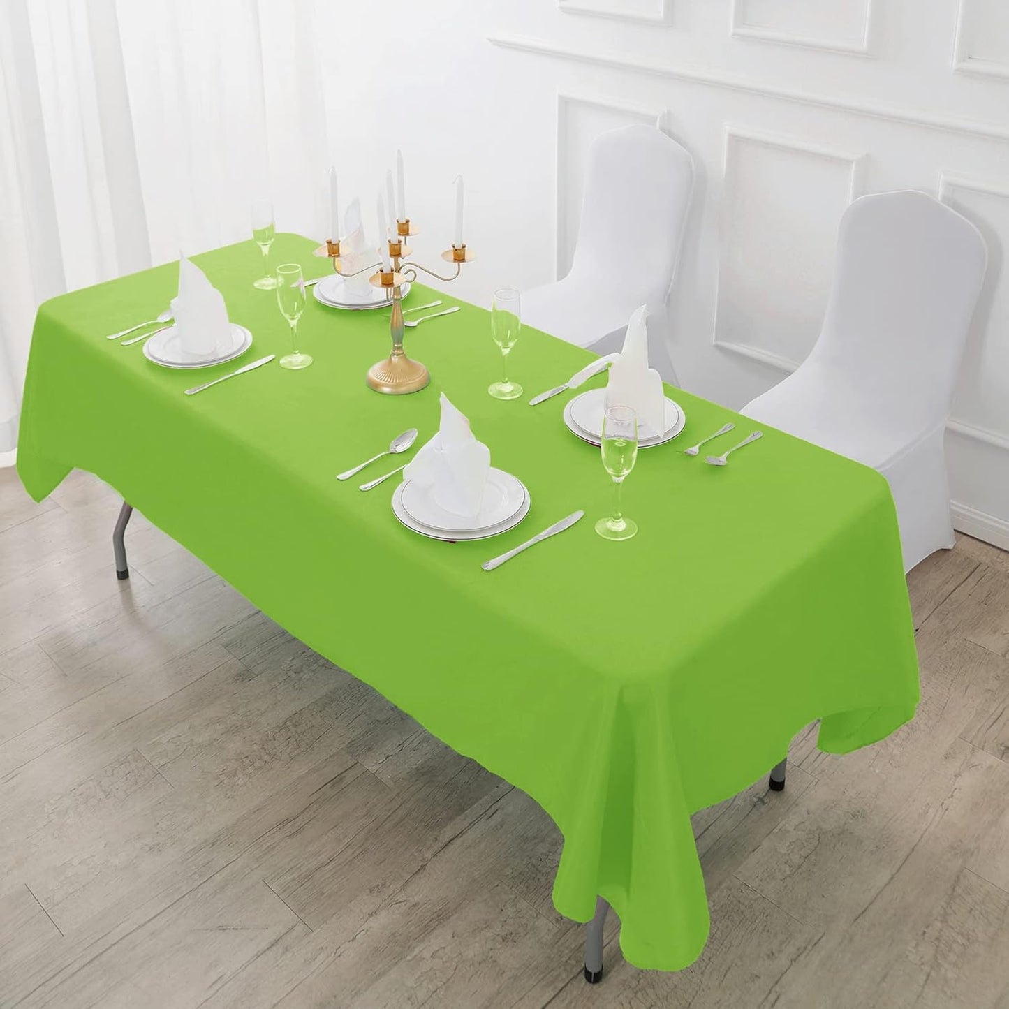 Fokitut 2 Pack Waterproof Rectangle Tablecloth, 60x102 Inch, Stain Resistant and Wrinkle Polyester Table Cloth, Fabric Table Cover for Kitchen Dining, Wedding, Party, Holiday Dinner-Apple Green