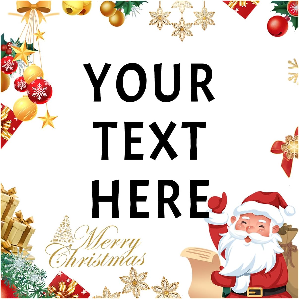 100-1000pcs Custom Stickers Merry Christmas Stickers Personalized Labels Adhesive Xmas Decorative Envelope Seals Stickers for Cards Gift Boxes(VSquare-6)