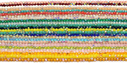 10 Strands Artificial Color Plating Faceted Beads Synthetic Colorful Crystal Beaded for Jewelry Making Necklace Decoration 3mm