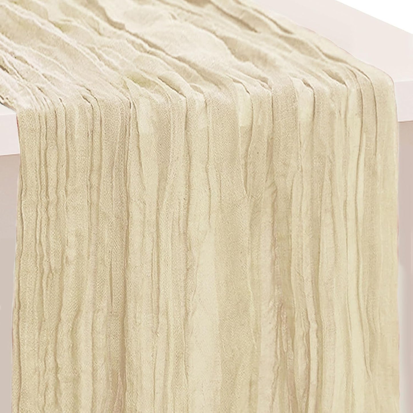 1 Pack Beige Cheesecloth Table Runner 35x120 Inch 10Ft Rustic Gauze Cheese Cloth Table Runner Sheer Cheesecloth Table Runners for Wedding Party Bridal Shower Decoration