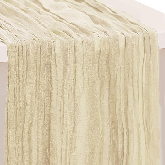 1 Pack Beige Cheesecloth Table Runner 35x120 Inch 10Ft Rustic Gauze Cheese Cloth Table Runner Sheer Cheesecloth Table Runners for Wedding Party Bridal Shower Decoration