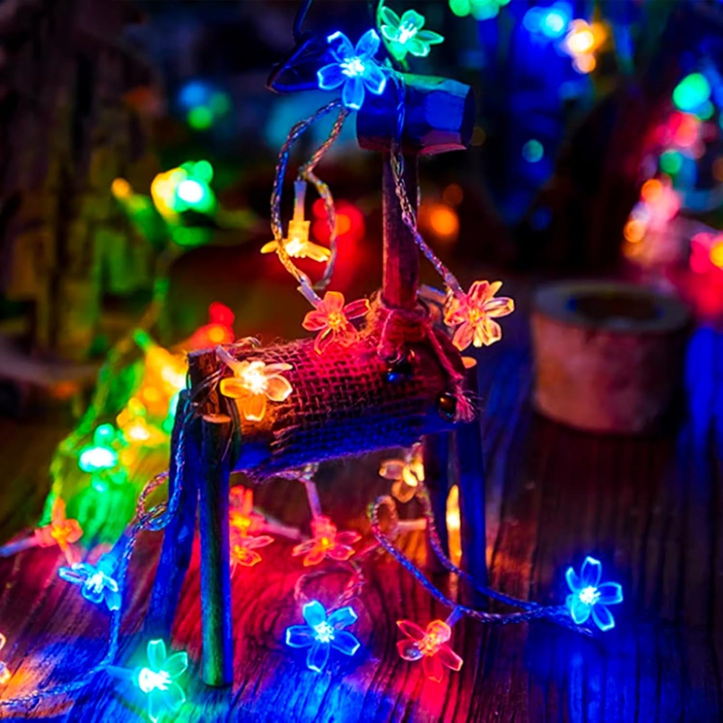 Flower Fairy String Lights, 33ft 100 LED Cherry Blossom Plug in Easter Christmas Tree Hanging Décor Lamp, Garden Bedroom Indoor Decorations for Fence, Wedding Birthday Party (Multicolor)