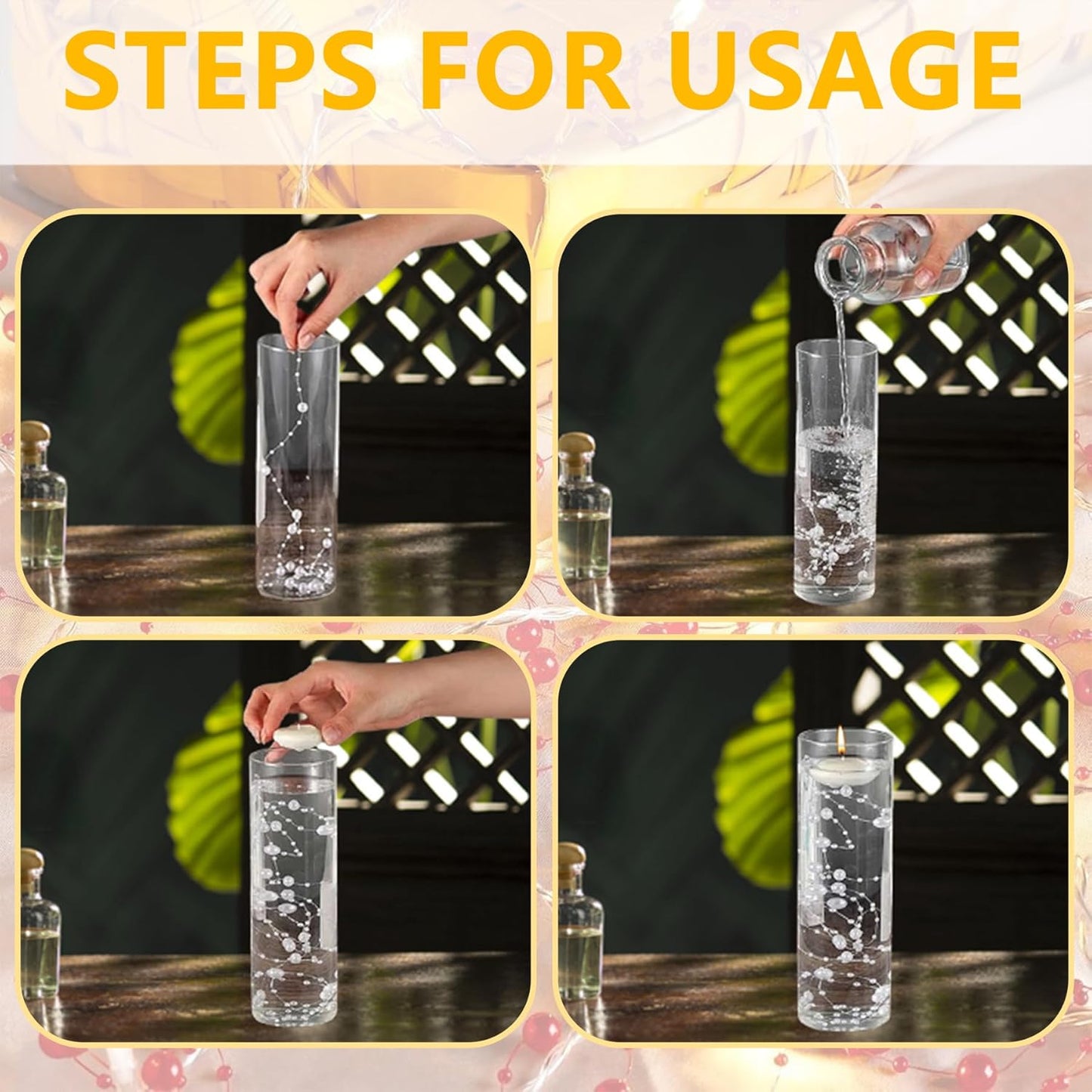 100 PCS Artificial Floating Beads for Centerpieces Vases, Light Blue 8+3mm String Beads for Wedding Party Faux Pearl String for Decorating, String Pearls for Crafts Vase Filler