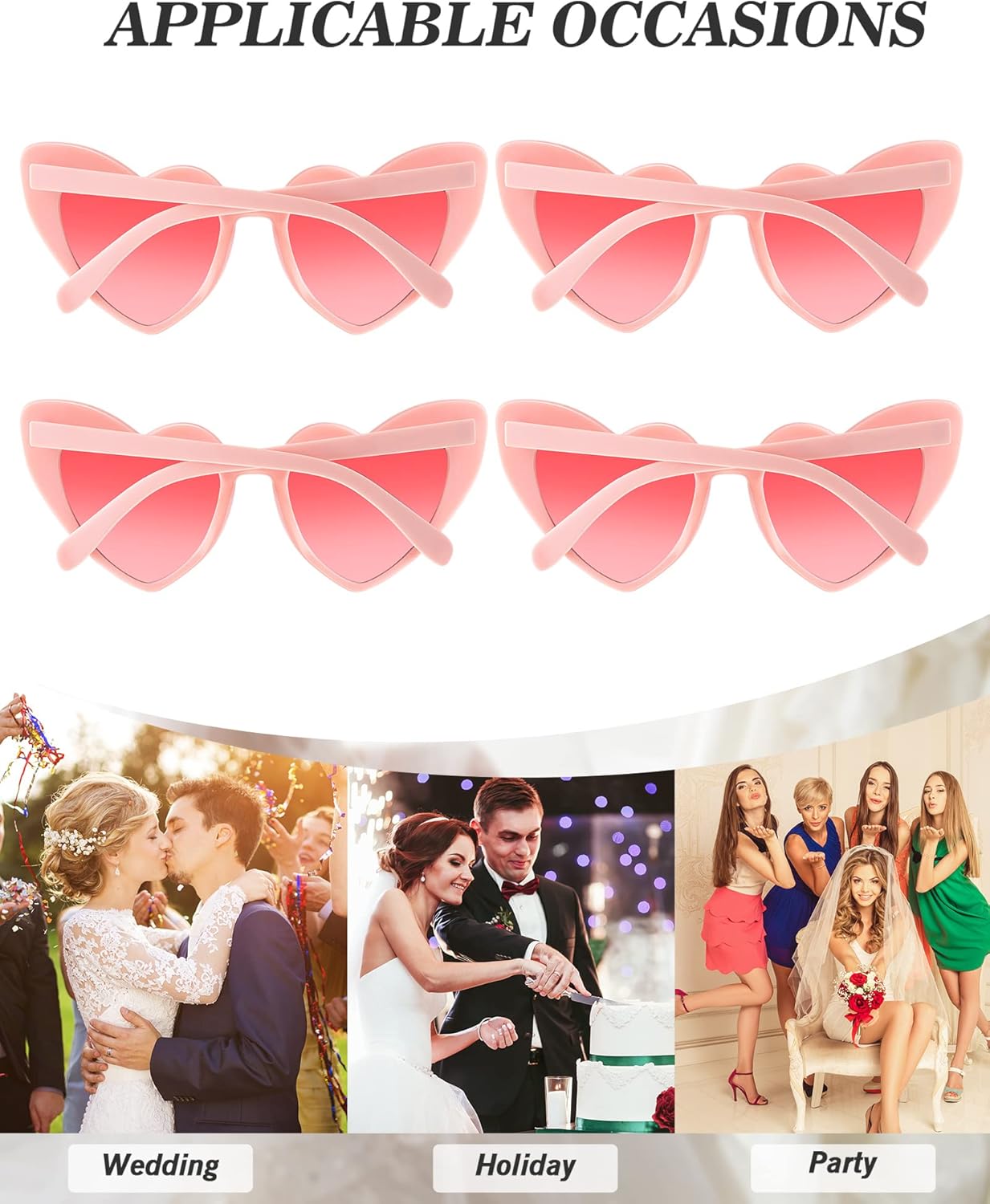 Flutesan 20 Pairs Retro Heart Sunglasses Vintage Cat Eye Heart Glasses Women Bachelorette Bride Sunglasses Bulk