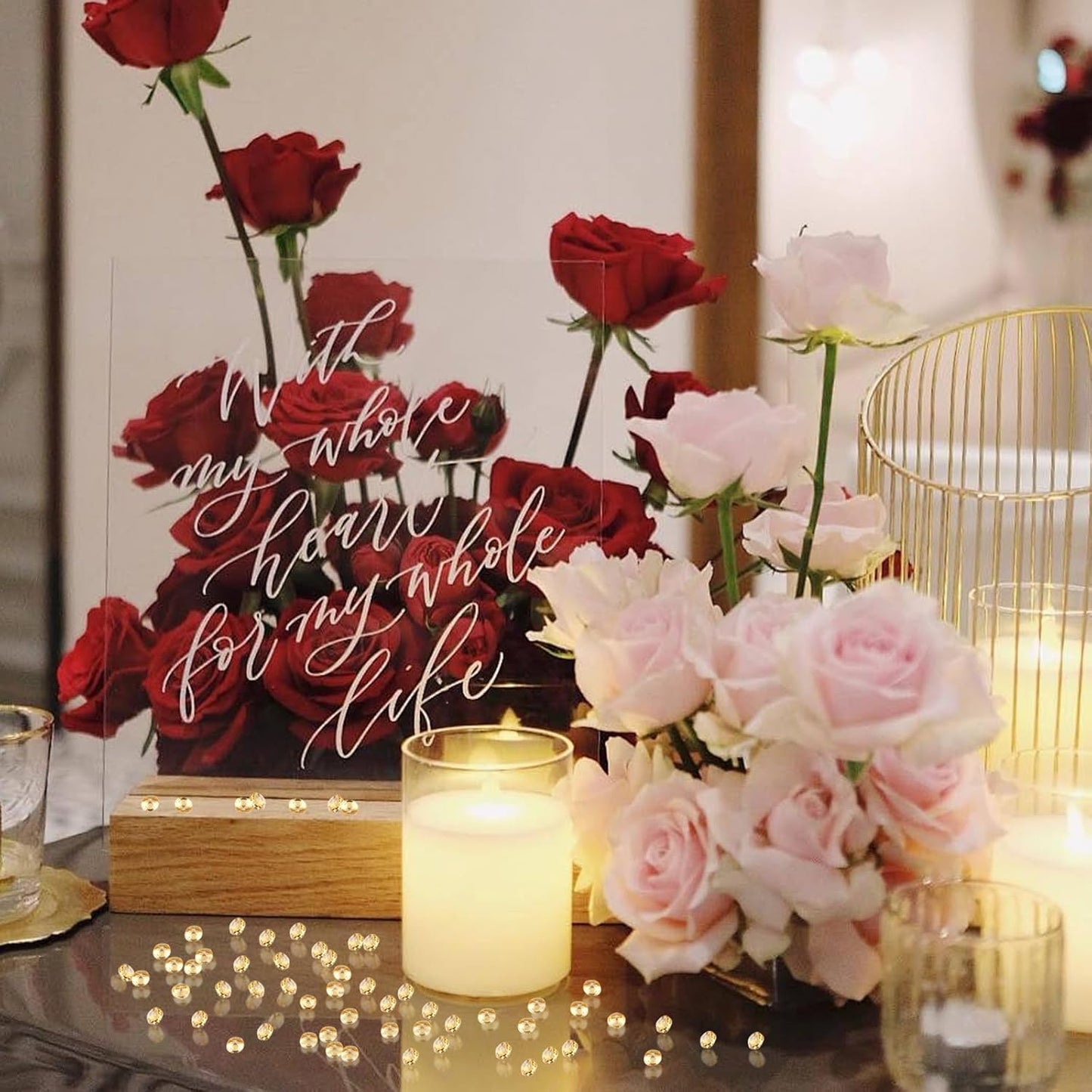 10000Pcs Crystal Acrylic Diamond Fake Gems Vase Filler, 4.5mm Faux Diamonds for Table Scatter Wedding Party, Bridal Shower, Birthday Decoration, Pink