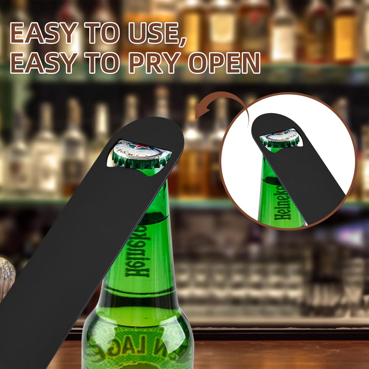 100 Pack Flat Beer Bottle Opener 5 inch Stainless Steel Flat Bottle Opener Black Beer Bottle Openers for Bartender Kitchen Bar Restaurant (5 Inch)