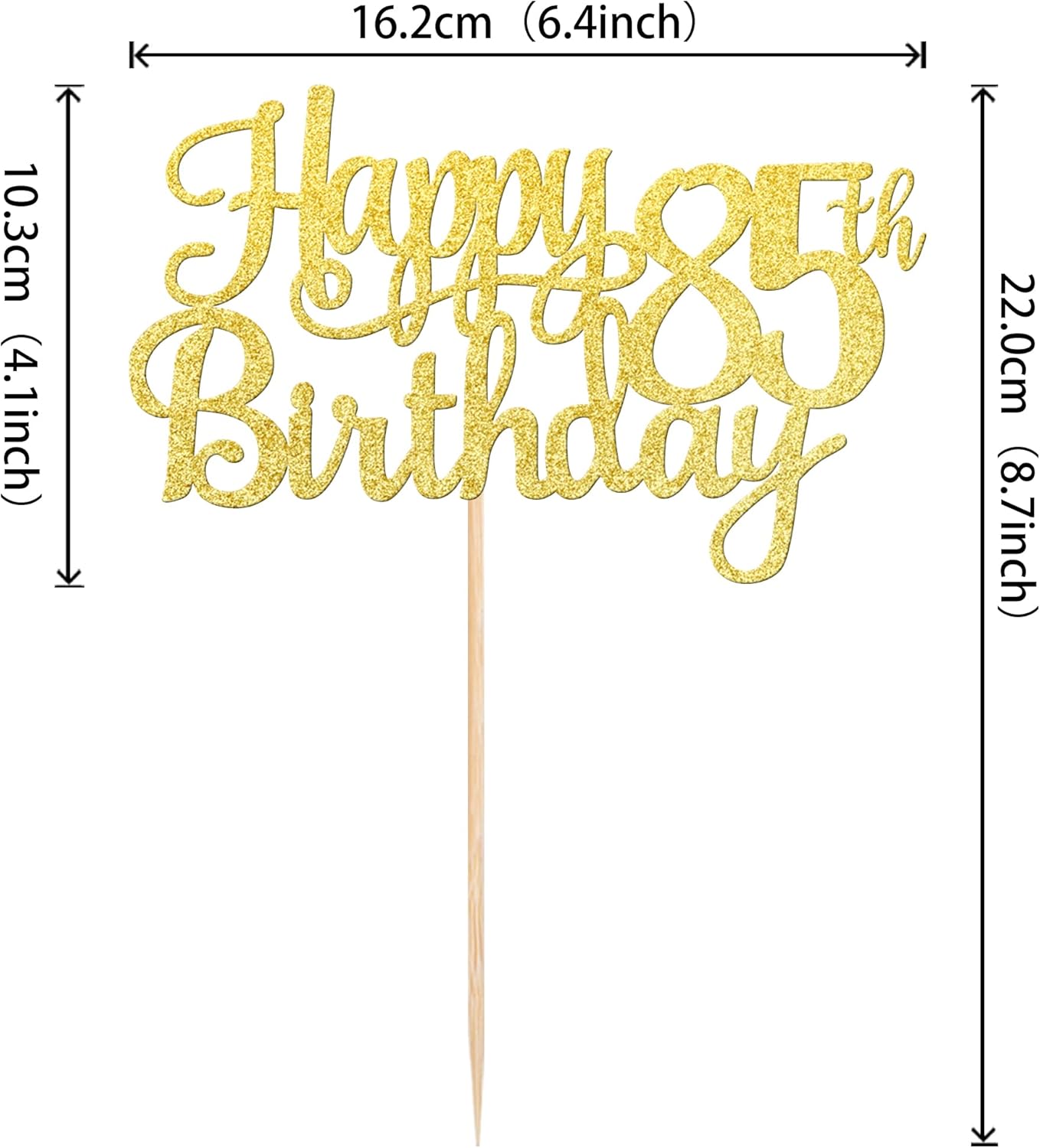 1 PCS Happy 85th Birthday Cake Topper Gold Glitter Cheers to 85 Years Birthday Cake Pick 85 Fabulous Cake Decoration for Happy 85th Birthday Theme Party Decorations Supplies