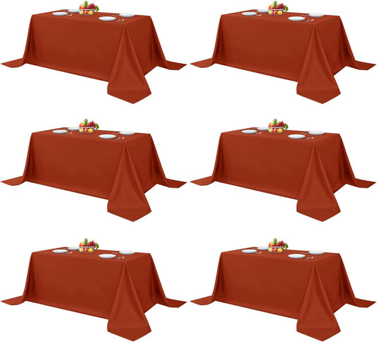 Fitable Rust Table Clothes for Rectangle Tables, 6 Pack - 90 x 156 Inch - Reusable and Elegant Fall Tablecloths, Polyester Fabric Table Covers for Wedding, Party, Banquet, Formal Events