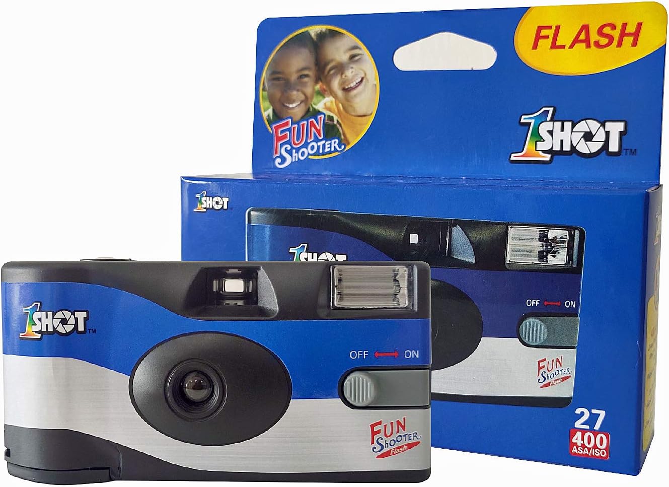1 Shot Disposable Camera – 35mm One-Time-Use Camera – Single Use Camera with Flash – ASA/ISO 400 Color Film – 27 Exposures – Film Camera Disposable for Party, Wedding, Travel – 2-Pack