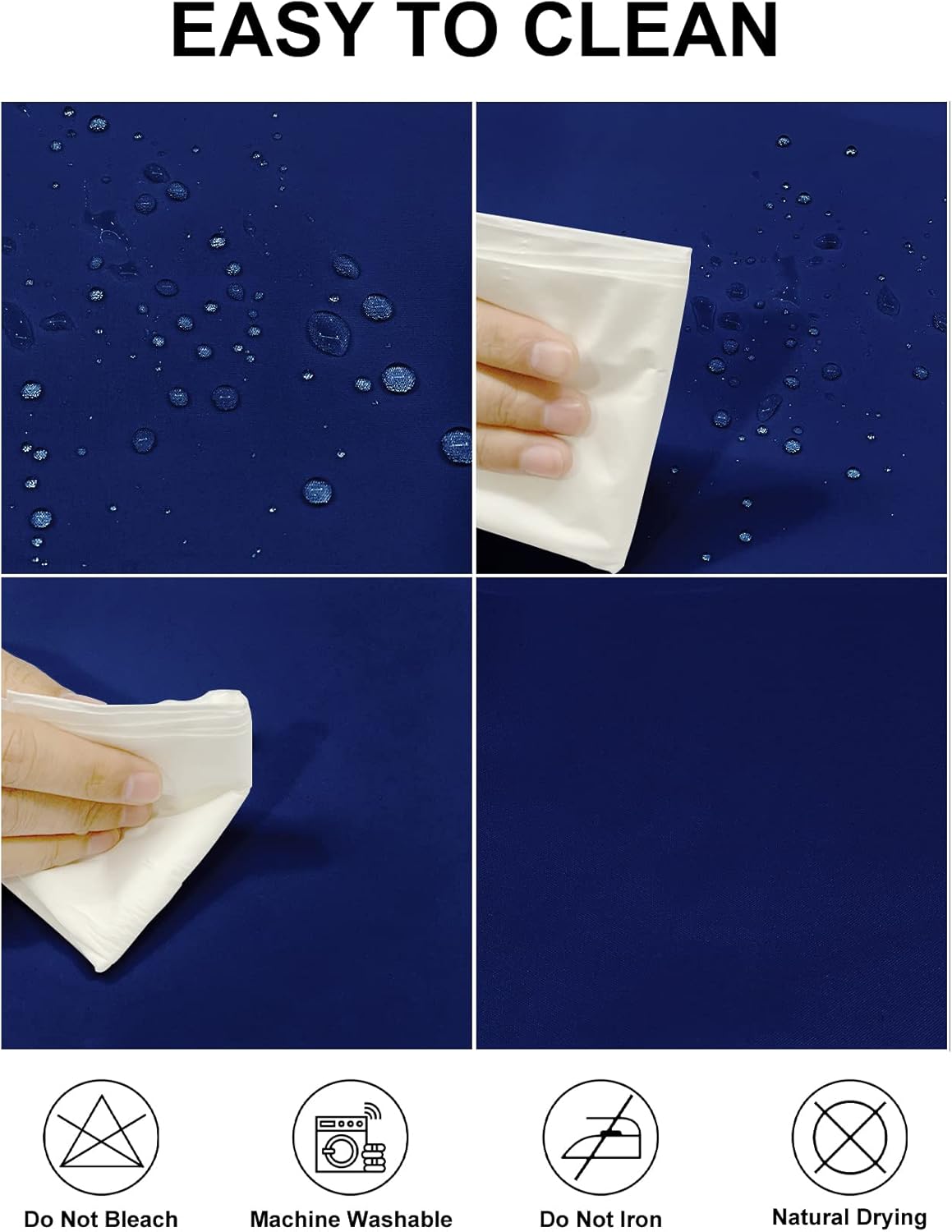 Fokitut 2 Pack Waterproof Round Tablecloth, 108 Inch, Stain Resistant and Wrinkle Polyester Table Cloth, Fabric Table Cover for Kitchen Dining, Wedding, Party, Holiday Dinner-Royal Blue