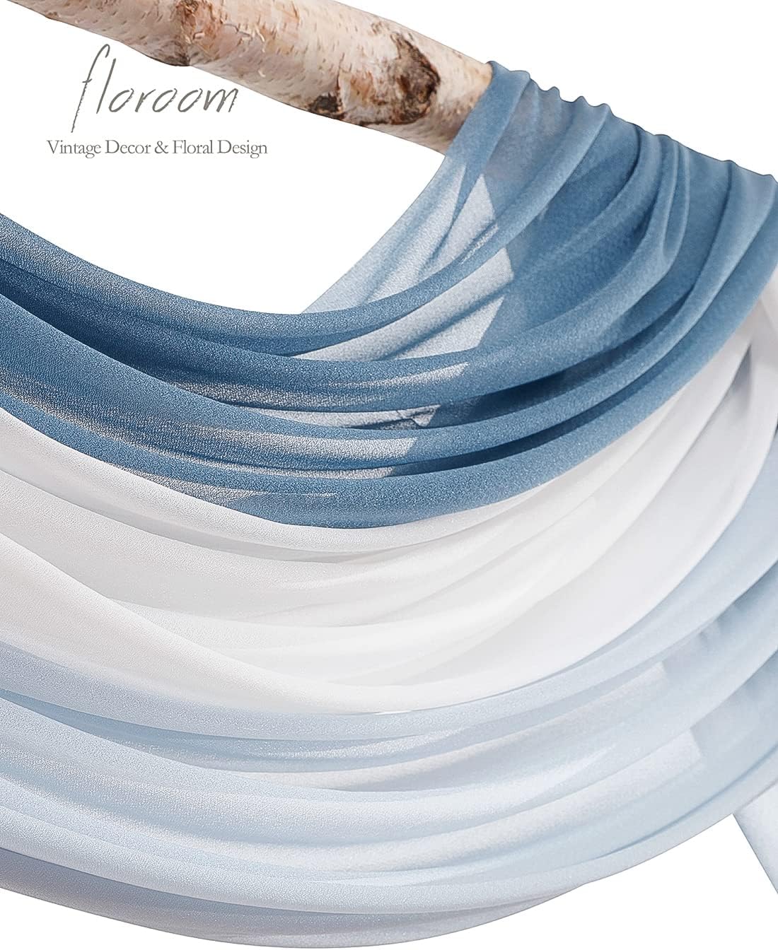 Floroom Wedding Arch Draping Fabric 3 Panels 20Ft Chiffon Fabric Drapes Arbor Drapery Wedding Ceremony Reception Swag Decorations (Dusty Blue +Powder Blue +White)