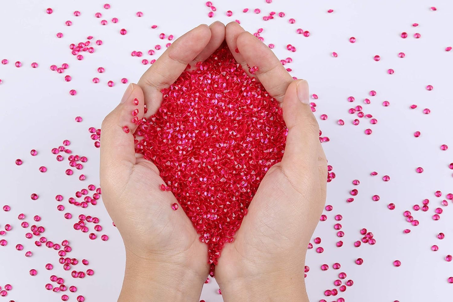 10000 pcs/Pack Wedding Table Scatter Confetti Crystals Acrylic Diamonds Vase Fillers 4.5 mm Rhinestones for Wedding, Bridal Shower, Vase Beads Decorations (Rose red)