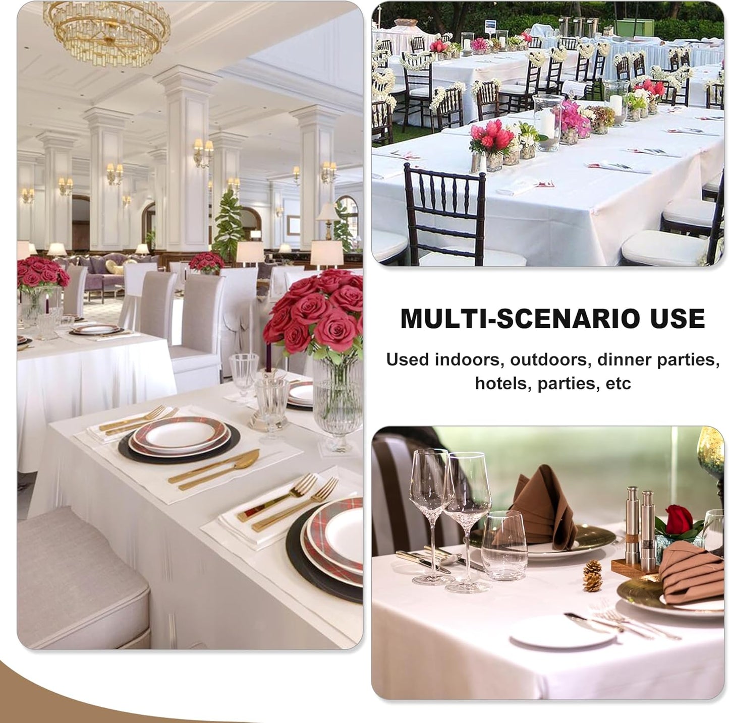 Fitable White Table Clothes for Rectangle Tables, 6 Pack - 90 x 156 Inch - Reusable and Elegant Tablecloths, Polyester Fabric Table Covers for Wedding, Party, Banquet, Formal Events