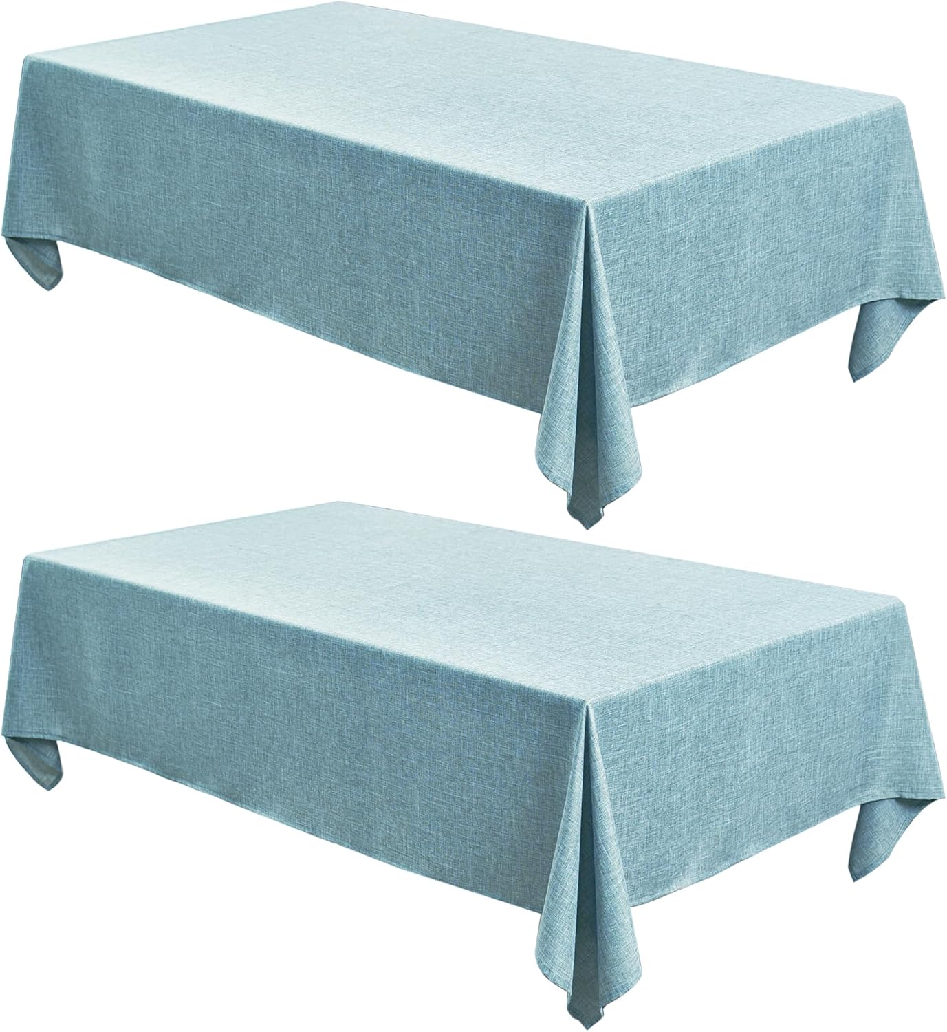 Fitable Textured Linen Tablecloths 2 Pack, Waterproof Fabric Rectangle Table Clothes for 6 Foot Tables, Rustic Holiday Table Covers for Kitchen Dining, Party, Farmhouse (Turquoise, 54 x 108 Inch)