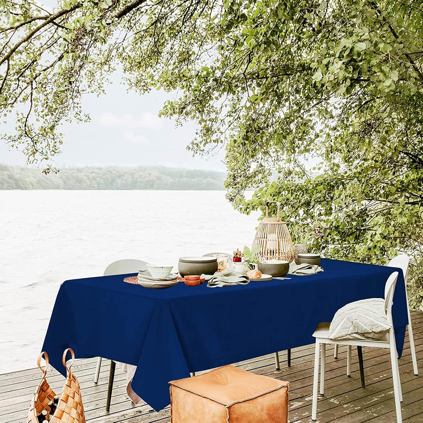 10 Pack Navy Blue Tablecloths for 8ft Rectangle Tables 60 x 126 Inch - Polyester Table Cover Stain and Wrinkle Resistant Washable Fabric Table Clothes for Wedding Party Banquet Reception Restaurant