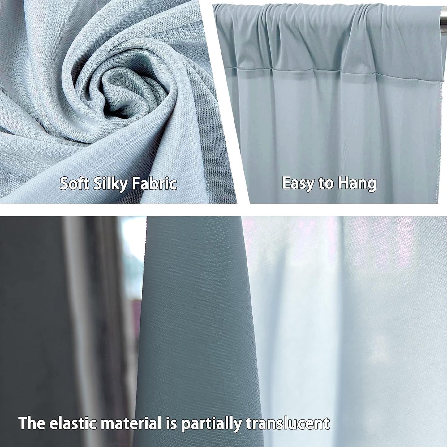 10 x 10 Feet Blueish Gray Backdrop Curtain for Partie, Background Curtains for Photoshoot, Birthday, Wedding, Halloween, Thanksgiving, Christmas Day, New Year Party Decorations 5Ft x 10Ft, 2 Panels