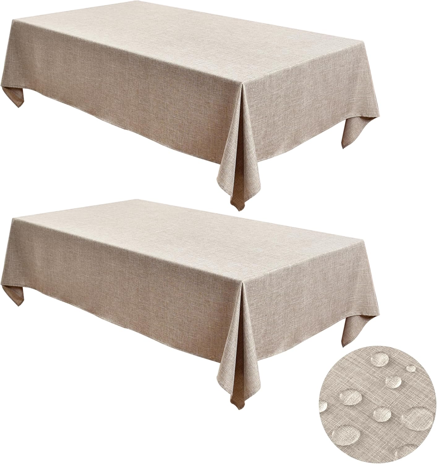 Fitable Square Table Cloth Linen Textured: Water & Stain Resistant Farmhouse Tablecloth, Washable Burlap Table Covers for Kitchen Dining Party(2 Pack, 54x54 Inch, Nature)