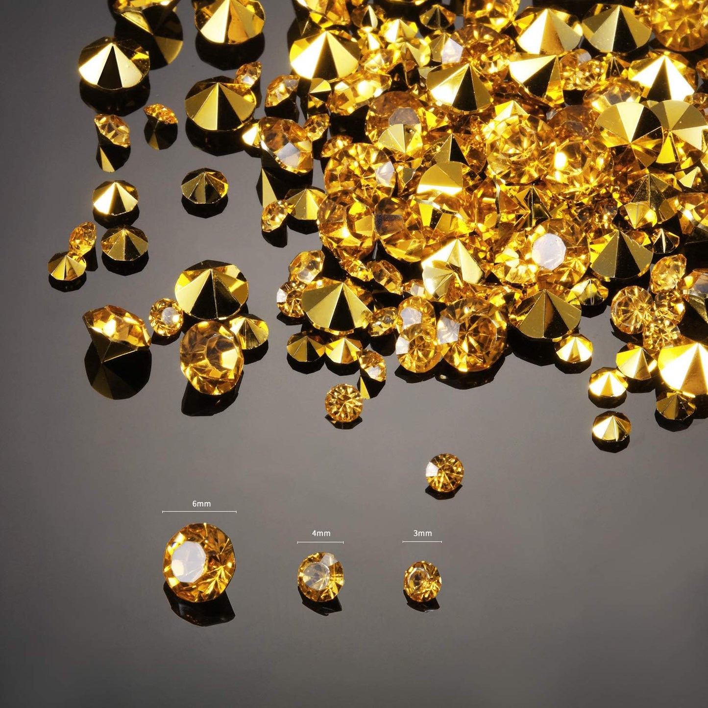 10000 Clear Wedding Table Scatter Confetti Crystals Acrylic Diamonds Rhinestones for Table Centerpiece Decorations Wedding Decorations Bridal Shower Decorations Vase Beads (Gold, 3 mm, 6 mm and 10 mm)