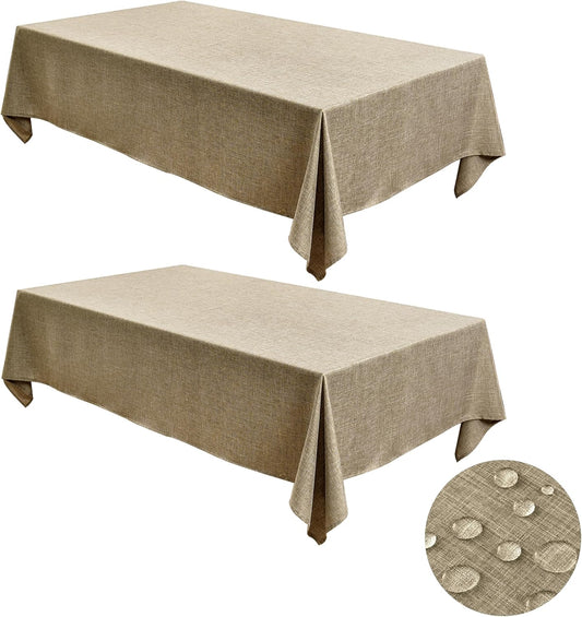 Fitable Square Table Cloth Linen Textured: Water & Stain Resistant Farmhouse Tablecloth, Washable Burlap Table Covers for Kitchen Dining Party(2 Pack, 54x54 Inch, Khaki)
