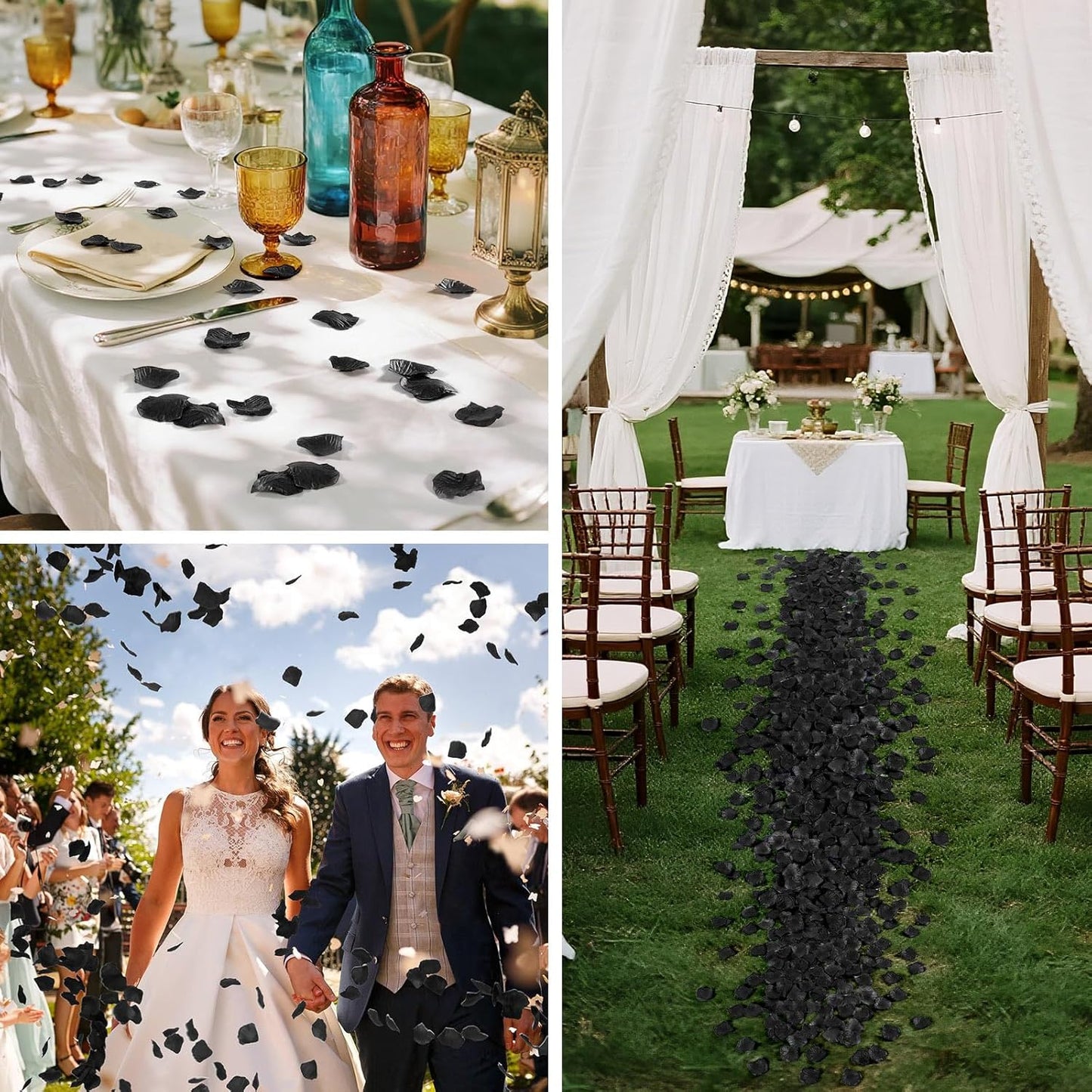 1000 Pcs Black Rose Petals Artificial Silk Flower Petals Romantic Decorations for Wedding Engagement Birthday Event Anniversary Party Backdrop Supplies